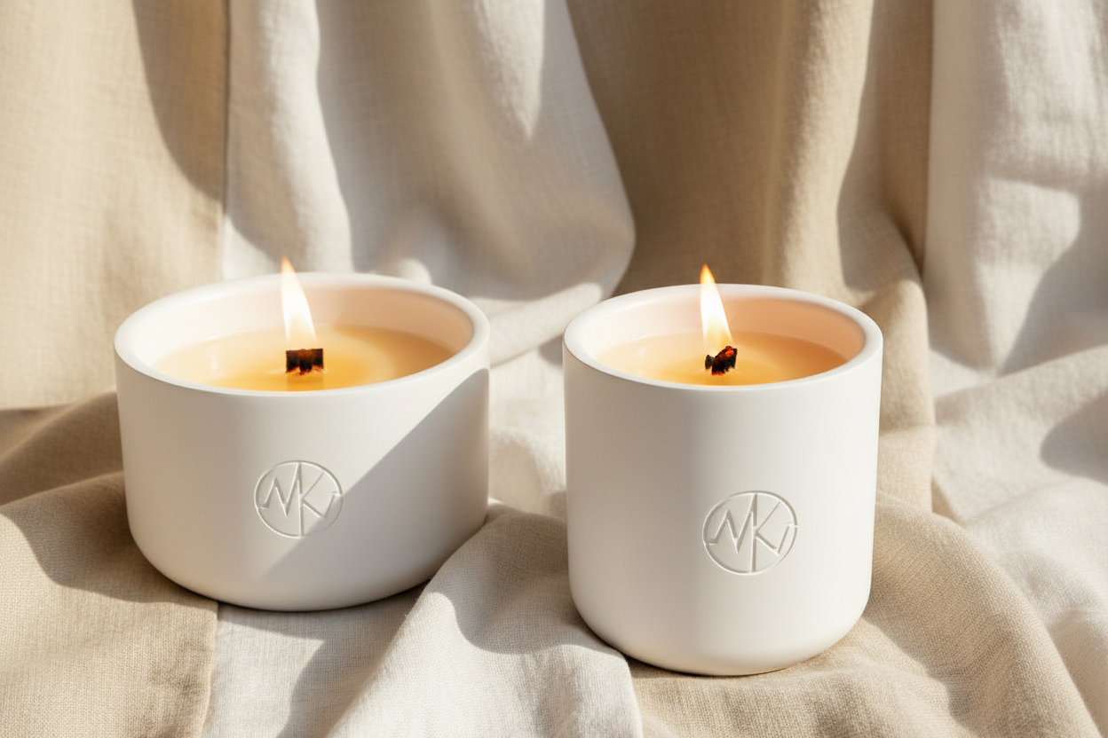 Margot & Kitt lit candles lifestyle banner