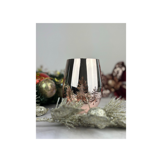 Glass Christmas Candle Gloss Rose  with Rose Inner